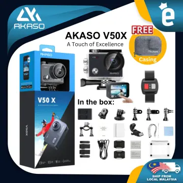 AKASO V50X 4K 30FPS WiFi Action Camera with EIS Touch Screen 4x Zoom Web  Camera 131 feet Waterproof Camera Support External Mic Remote Control  Sports Camera with Helmet Accessories Kit 