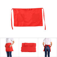 7 สีทึบครึ่งความยาว Polyerter Apron Unisex Bowknot ประเภทพร้อมกระเป๋าสำหรับ Waiter Waitress