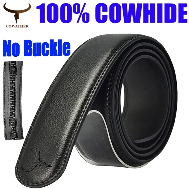 COWATHER Men Ratchet Genuine Leather Belts Strap Ropes Replacement 3