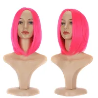 Silk BOBO Short Hair Pink Buckle European And American Face Red Holiday Party Cos Wig