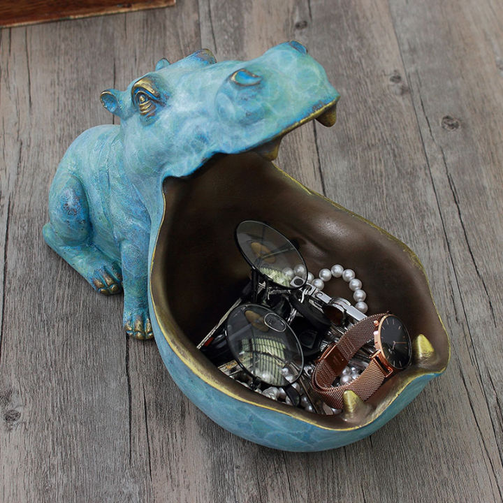 big-mouth-hippo-storage-figurine-key-bowl-resin-hippo-candy-dish-home-decor-crafts