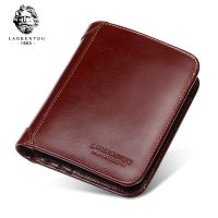 LAORENTOU Brand Mens Wallet Vintage Genuine Leather Card Holder Man Short Clutch Wallets Casual Male Purse Standard Card Pocket