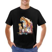 Cheetah And Cub Watercolour Style T-Shirt Custom T Shirts Cute Clothes Vintage Clothes Mens Big And Tall T Shirts