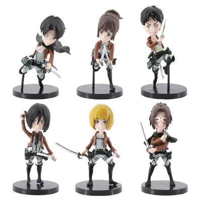 6pcsset Anime Attack On Titan Mikasa Levi Ackerman Manga Statue PVC Action Figure Collectible Model Toys Cake Decoration Gifts