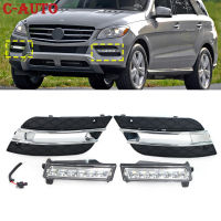 รถ DRL ฝาครอบกันชนหน้า Grille Fog Light กรอบสำหรับ -Benz ML350 ML450 2009-2011 1648801924 1648802024