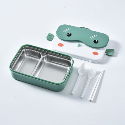 Stainless Steel Tableware Thermal Lunch Box for Meal Student School Bento Box Cute Owl Cartoon Cutlery Set Storage for KidsTH