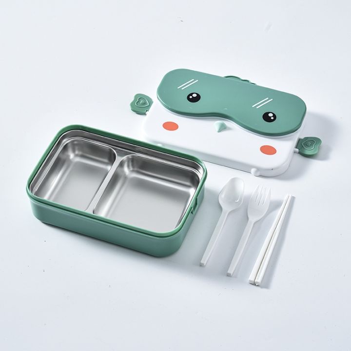 stainless-steel-tableware-thermal-lunch-box-for-meal-student-school-bento-box-cute-owl-cartoon-cutlery-set-storage-for-kids-normal-shipment