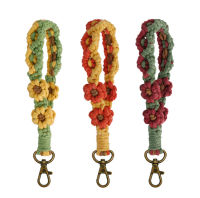 Floral Key Accessories Flower-themed Keychain Handwoven Keychain Colorful Flower Wrist Strap Key Ring With Flowers