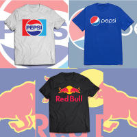 การออกแบบเดิม[ขายดี]เสื้อ​ยืด ส​กรีนลายโลโก้ Pepsi Red bull สุดฮิต ผ้า Cotton100% เสื้อยืดแฟชั่น ราคาถูกS-5XL