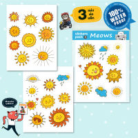 Sticker Sun Cloud Weather emoticon สติกเกอร์ สติ๊กเกอร์ ดวงอาทิตย์ เมฆ อากาศ การ์ตูนน่ารัก ชุด 3 แผ่น