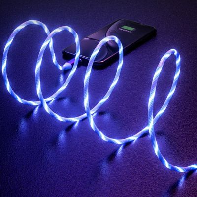 MSAXXZA ที่ชาร์จไฟแบบมีสีสันยาว1เมตร Type C ไฟ LED ส่องสว่าง USB C สายดาต้า Type C ไมโคร USB ไฟ LED Type C สายชาร์จเฮดโฟนสายชาร์จโทรศัพท์มือถือ