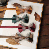 สีขาวล้วนผูกโบว์ผ้าโปร่งสีแดงไวน์สีเขียวเข้มโรแมนติกของผู้ชาย BowtiePophnin