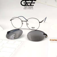 ?กรอบแว่นตา GEZE 1ClipOn รุ่น RY1028-C4 เต็มกรอบสีเทาเข้ม ฟรี คลิปออนกันแดดสีดำ Polarized เปลี่ยนเป็นแว่นตากันแดด ป้องกันแสงแดด รังสี UVA UVB UV400