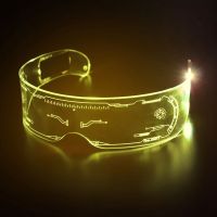 Cool Luminous LED Glasses Glowing Costume Neon Light Flashing Sunglasses Punk Goggles Cyber Future Cosplay Party Light Neon Glow