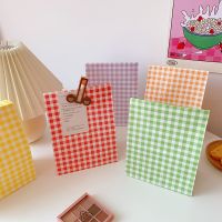 8pcs 23x15x8cm colorful plaid kraft paper bag candy cookie snack paper bag festival christmas gift home storage organizer bag Pipe Fittings Accessorie