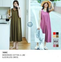 ยู นิ โคล่  เดรสยาวแขนกุด Mercerized Cotton A Line Sleeveless Dress  สภาพเหมือนใหม่