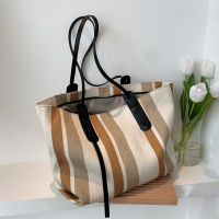 Striped Canvas Tote Bag Women Shoulder Bags Shopper Large Capacity Ladies Handbags High Quality Sac A Main Bolsos Mujer Designer