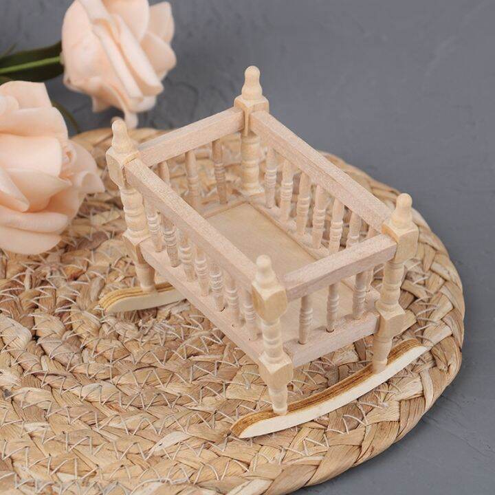 【Playcoin】112 DollHouse Miniature Dolls Furniture Wooden Cardle Baby