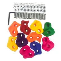 10Pcs Mixed Color Plastic Children Kids Rock Climbing Wood Wall Hand Feet Holds Grip Kits with Screws