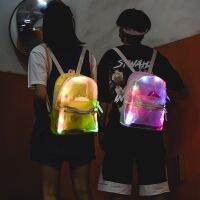 [COD] Explosive womens bag with summer new personality light transparent backpack fashion travel beach double