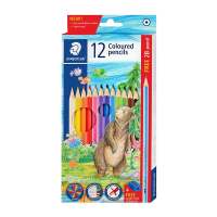 STAEDTLER ดินสอสีไม้แท่งยาว 12 สี รุ่นใหม่ สีเนียนนุ่ม สีเข้มสดใส พร้อมกบเหลาดินสอ และดินสอ 2B รุ่น 143 C12P TH