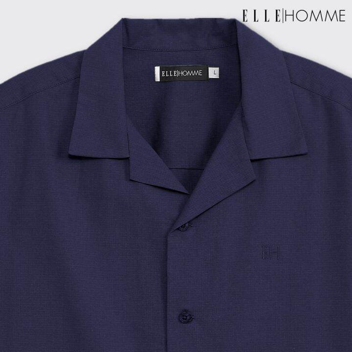 elle-homme-เสื้อเชิ้ตแขนสั้น-คอปกเชิ้ต-cotton-100-ทรงโอเวอร์ไซซ์-สวมใส่สบาย-ระบายอากาศดี-w8b668