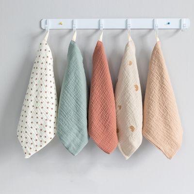 【CC】 5 Pcs/set Cotton Gauze Baby 4-layer Small Face Saliva Soft Absorbent Newborn Hand