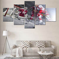 Home Decor Living Room Or Bedroom Canvas Modular Pictures 5 Panel Hockey Player Playing Wall Painting Modern HD Printed Artwork