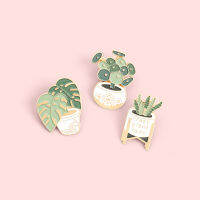 Green Plant Enamel Pins Potted Plants Brooches Crazy Plants Lady Funny Badge Lapel Pin