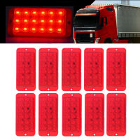 10PCS Red Truck Trailer Side Marker Clearance Rectangle 18 LED Light 24V 12V Trailer Lighting Camper Parking Lights For Truck