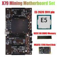 X79 H61 BTC Mining Motherboard with E5-2620 2011 CPU+RECC 8G DDR3 Memory+120G SSD Support 3060 3080 Graphics Card