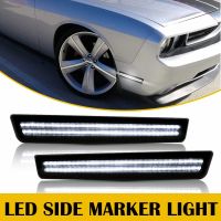 2x Car Front Rear Bumper LED Side Marker Light White For Dodge Challenger 2015 2016 2017 2018 2019 2020 2021 Smoked Accessories