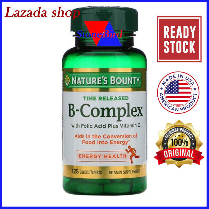 Nature's Bounty B Complex Time Released With Folic Acid Plus Vitamin C ...