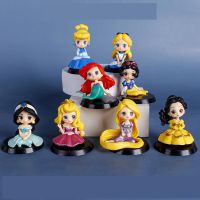 ❦❆♟ 8 Pcs/lot Kawaii Sitting Little Disney Princess Figure Belle Alice Mermaid Cute Figurine Cake Decoration Ornaments