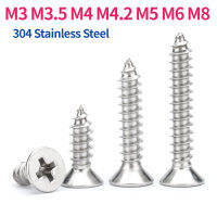 304 สแตนเลสสตีล M3 M3.5 M4 M4.2 M5 M6 M8 Marine Grade Phillips FLAT Countersunk HEAD Self-Tapping สกรูไม้-WJJEE SHOP