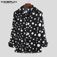 Medussa INCERUN ผู้ชายคอปกเสื้อแขนยาวPolka Dot Casualเสื้อสตรี