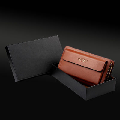 Men Clutch Bag Large Capacity Long Money Wallet Male Business for Cell Phone Double Zipple Credit Card Purse with Wrist Strap