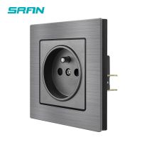 ✟❐✗ French Wall Power Socket Black Aluminum Alloy Panel AC 110 250V 16A Plug European F9CZ002 New