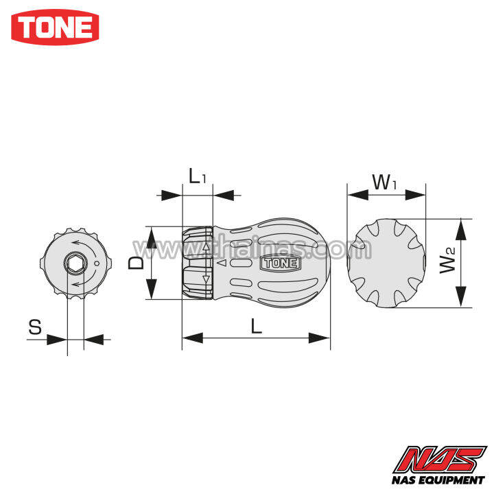 tone-ชุดไขควงด้ามฟรี-สั้น-ขนาด-6-35-มม-rsd10s