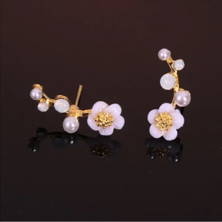 J.ESTINA Jewelry Korean Fashion Shell Flower Pearl Branch gold 