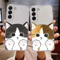 （shine electron）เคสใสลายแมวคู่รักสุดน่ารักสำหรับ Samsung Galaxy,เคสโทรศัพท์แบบใส S21 S22 S23 S20อัลตร้า Plus FE 5G เคสซิลิโคนแบบนิ่มแวววาว