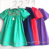 【jeansame dress】สาวฤดูร้อนชุด Vestidos เด็กแต่งตัวสำหรับสาวฝ้ายปัก Girlschildren เสื้อผ้าสาว2-7Y