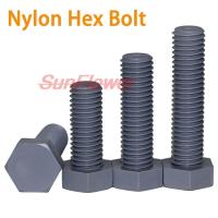 M3 M4 M5 M6 M8 M10 Gray PVC Nylon External Hex Bolt Metric Thread Outer Hexagon Plastic Insulation Machine White Black Screw Nails Screws Fasteners