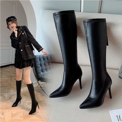 CODLi Ji In autumn the new style is skinny over knee boots womens boots pointed high heels thin heels sexy womens boots sexy high tube black