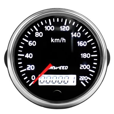 CNSPEED Universal Speedometer 12V/24V Odometer 85mm 220Km/H for Car Motorcycle LCD Tachometer
