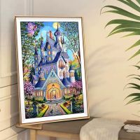 ☬ 11CT DIY Printed Fabric Cross Stitch Kits Embroidery Needlework Sets DMC Spring Castle Cross Stitch Needle Arts craft Home Decor