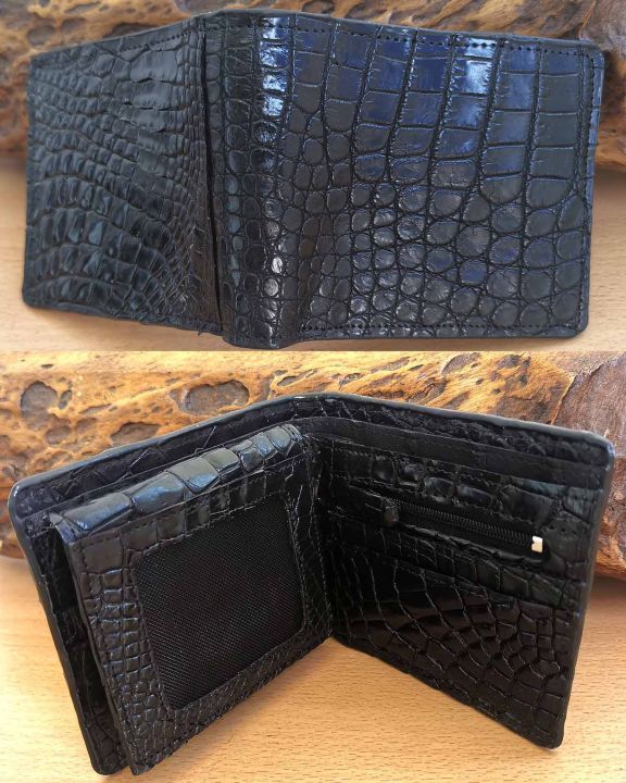 exotic-leather-กระเป๋าหนังจระเข้าแท้-สีดำ-สุดยอดของกระเป๋าสตางค์-เป็นหนังจระเข้ทั้งภายนอกและภานใน