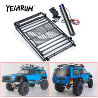 YEAHRUN โลหะกระเป๋าเดินทางถาดแร็คหลังคาพร้อมไฟ LED สำหรับ Axial SCX10 II III Wrangler 90046 AXI03007 110 RC Crawler รถอะไหล่