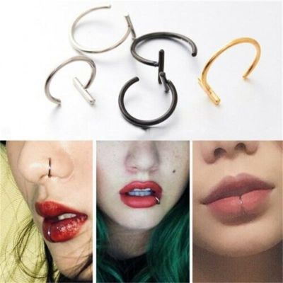 5PCS Personality Fake Lip Clip Without Hole Puncture Stainless Steel Piercing Ear Nose Wrap Lip Rings Body Jewelry