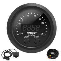 60 มม./2.4 นิ้ว Turbo Boost Gauge Kit 12V ‑30‑35PSI Turbo เกจวัดความดันจอแสดงผลดิจิตอลพร้อมเซนเซอร์ LED แสดงสถานะ